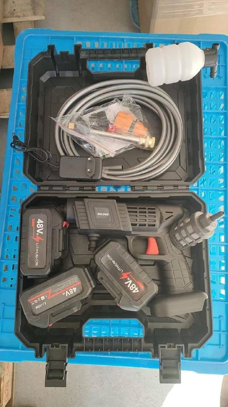 مسدس تنظيف عالي الضغط مع بطارية وملحقات Pistolet de Nettoyage Haute Pression avec Batterie et Accessoires
