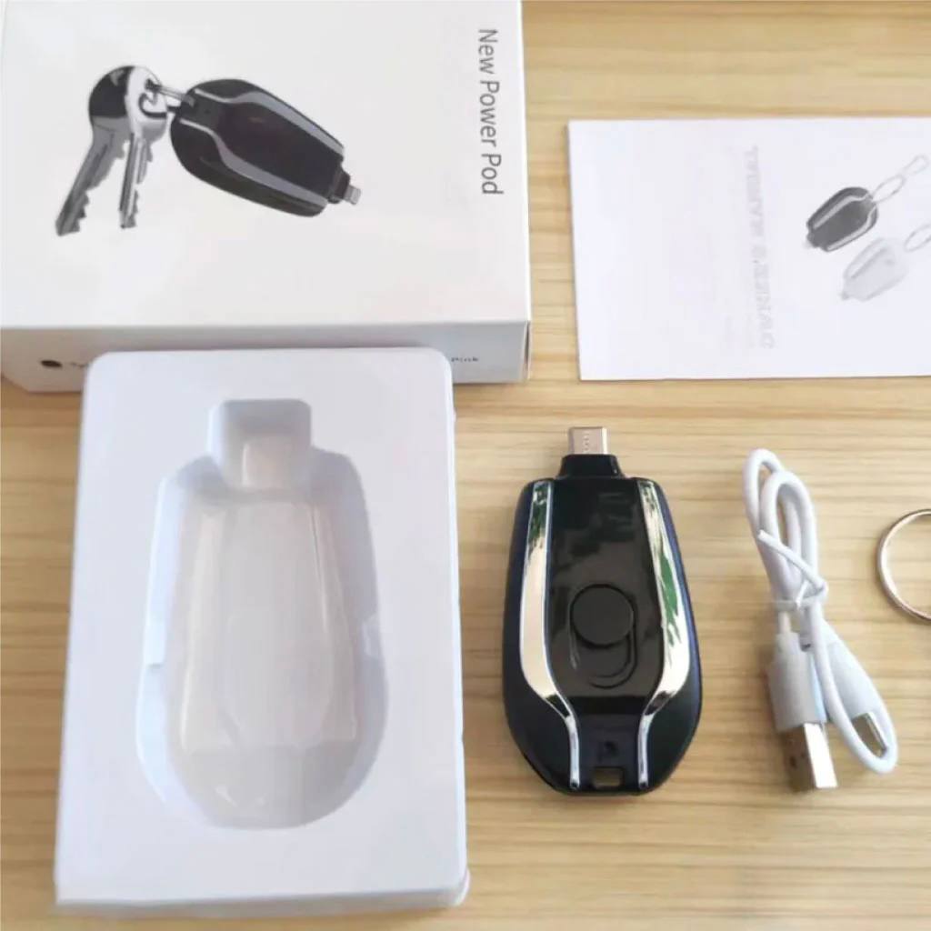 شاحن USB صغير محمول لأجهزة iPhone مع سلسلة مفاتيح POWER POD Petit Power Bank de iPhone Portable Compact USB avec Porte-Clés