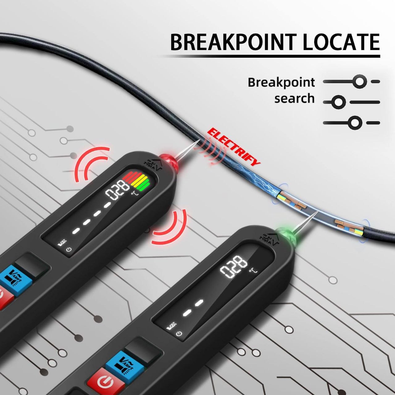جهاز اختبار جهد كهربائي 12-300 فولت تيار متردد، كاشف تسرب كهرباء BSIDE SMART VOLTAGE TESTER Testeur de Tension AC 12-300V, Détecteur de Fuite Électrique