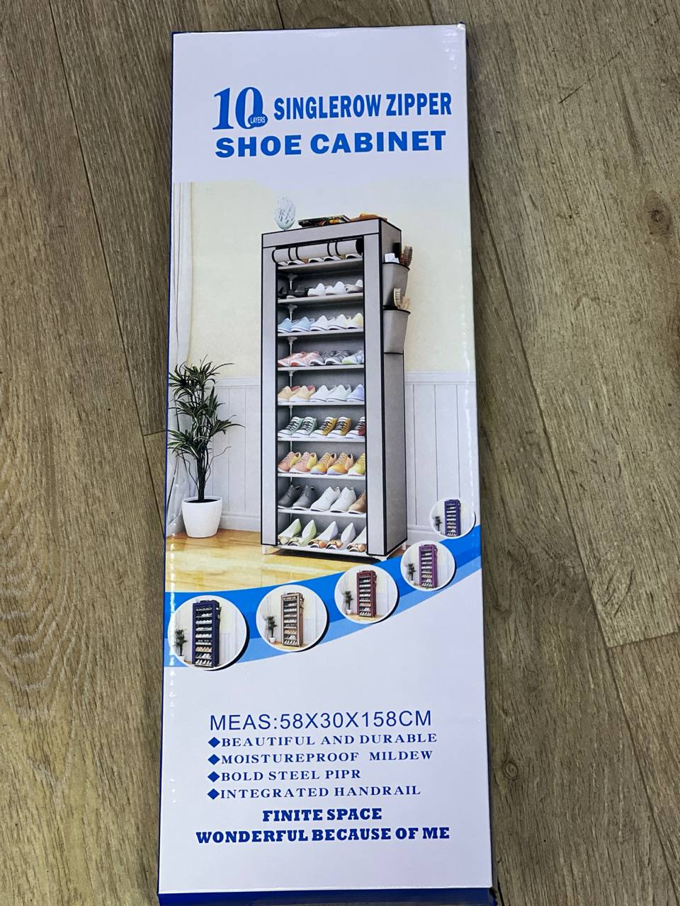 Armoire à chaussures à fermeture éclair simple rangée 10 étagères 58x30x158cm خزانة أحذية بسحاب صف واحد 10أرفف