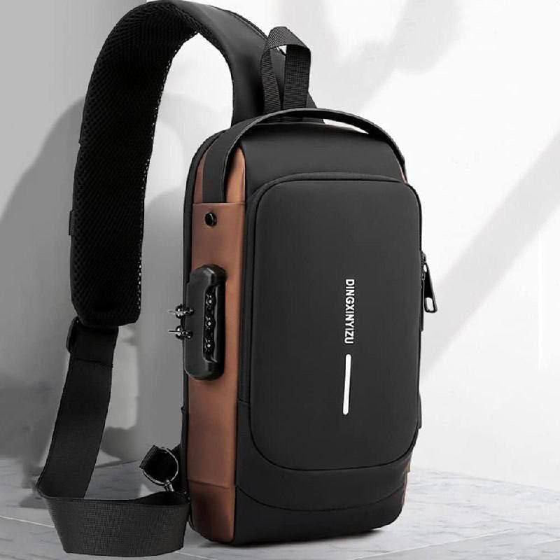 Sac à Bandoulière Multi-Poches Imperméable Anti-vol, Chargeur حقيبة للحزام متعددة الجيوب غير منفذة ومضادة للحجم، شاحن USB