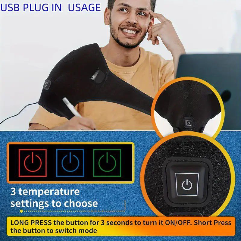Ceintures de massage chauffantes pour les épaules أحزمة تدليك الكتفين المُدفأة، مُصممة للاستخدام الاحترافي، مزودة بوسادات تدفئة قابلة لتعديل درجة الحرارة للرقبة والكتفين