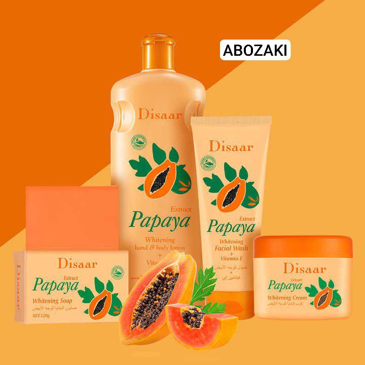 مجموعة Papaya للعناية بالبشرة لوشن للجسم واليدين 400ml غاسول للوجه صابون كريم للوجه واليدين