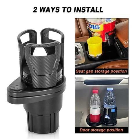 حامل أكواب السيارة حامل هاتف ومنظم Extenseur de Porte-Gobelet Voiture Double Compartiment, Support Téléphone et Organisateur