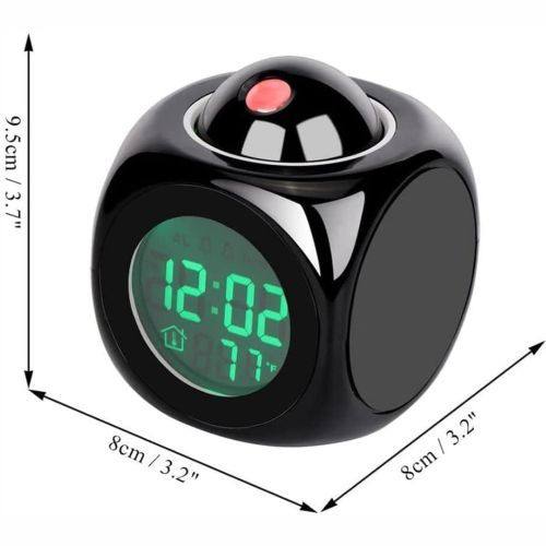 Réveil à Projection Plafond Heure, Réveil de Projection ساعة منبه إسقاط السقف، رقمية، ساعة عرض بلاستيكية متعددة الوظائف مع شحن USB وشاشة LED ووظيفة صوتية