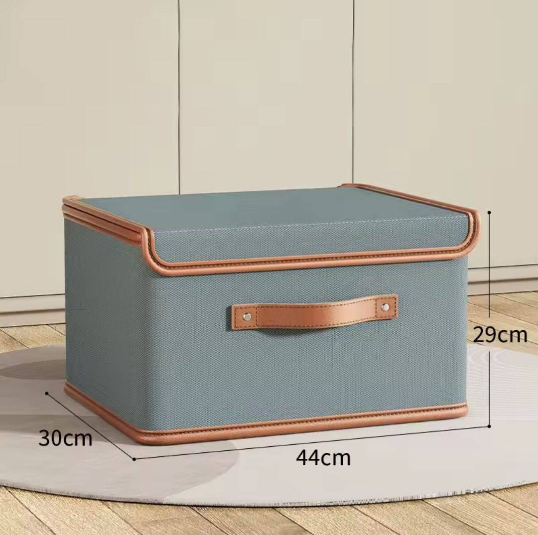 Bac de Rangement avec Couvercle Boîtes de Rangement avec poignées en Cuir