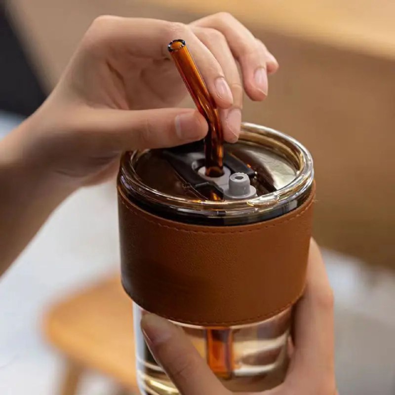 Bamboo joint glass cup كوب زجاجي من الخيزران