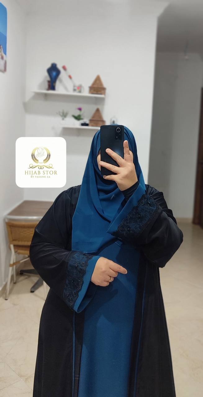 عباءة رحاب الراقية ثوب كريب روزا شال كيمونو بدونطيل