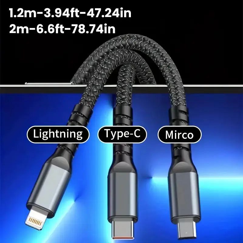 Câble de charge multi-connecteurs 100W 3in1 Fast charging