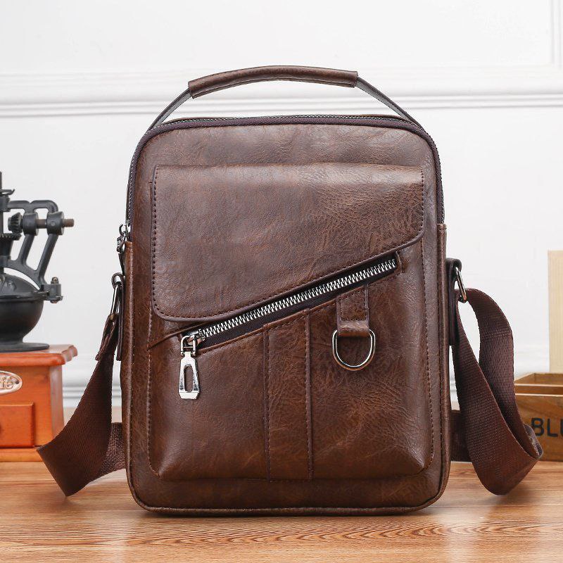 حقيبة كلاسيكية بحزام كتف قابل للتعديل Sac messager en cuir véritable pour homme