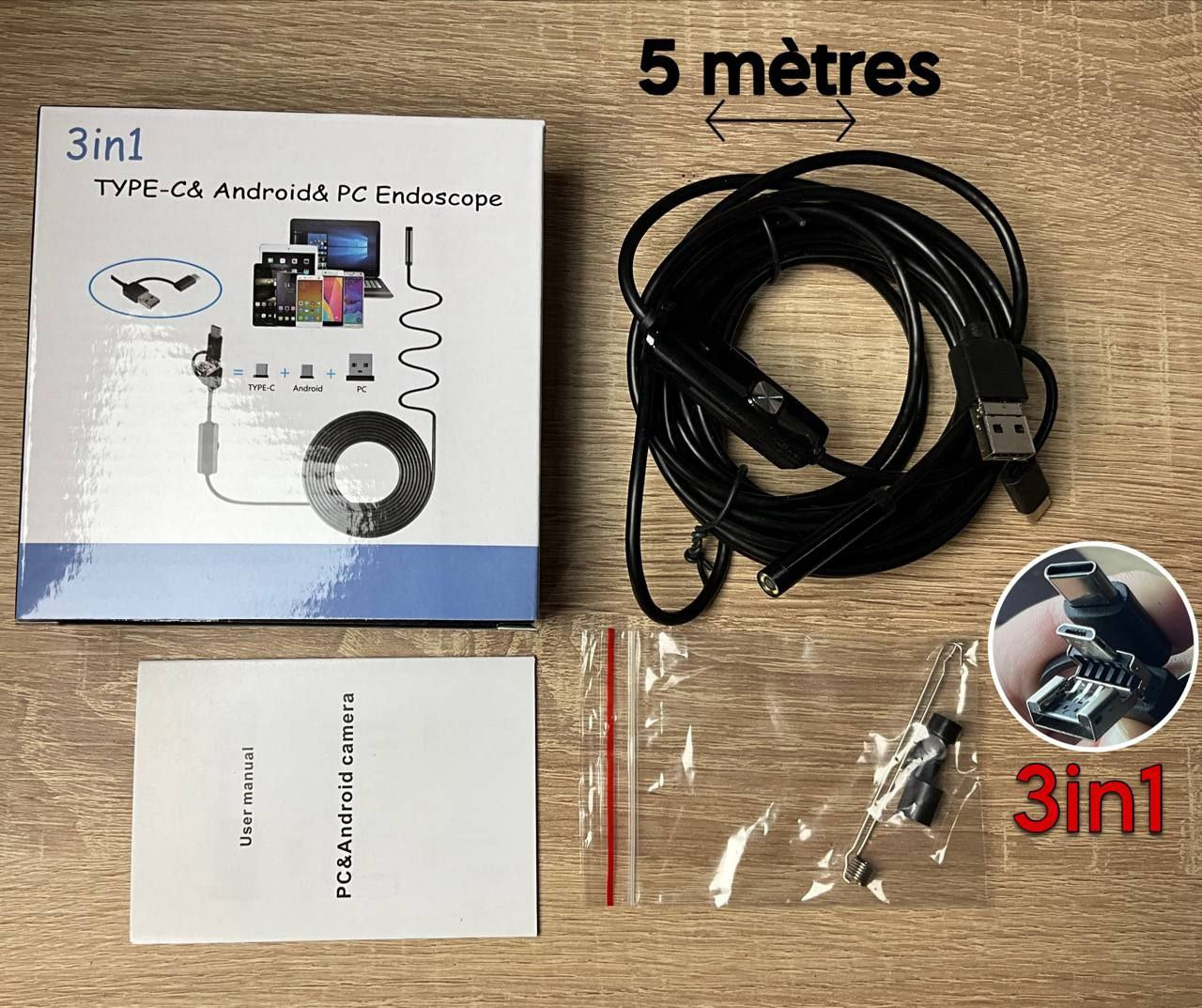 Borescopes Endoscope USB Android, Autofocus 1944P HD Endoscope, avec caméra d'inspection منظار داخلي USB يعمل بنظام أندرويد، بتركيز تلقائي، بدقة 1944 بكسل، مزود بكاميرا فحص