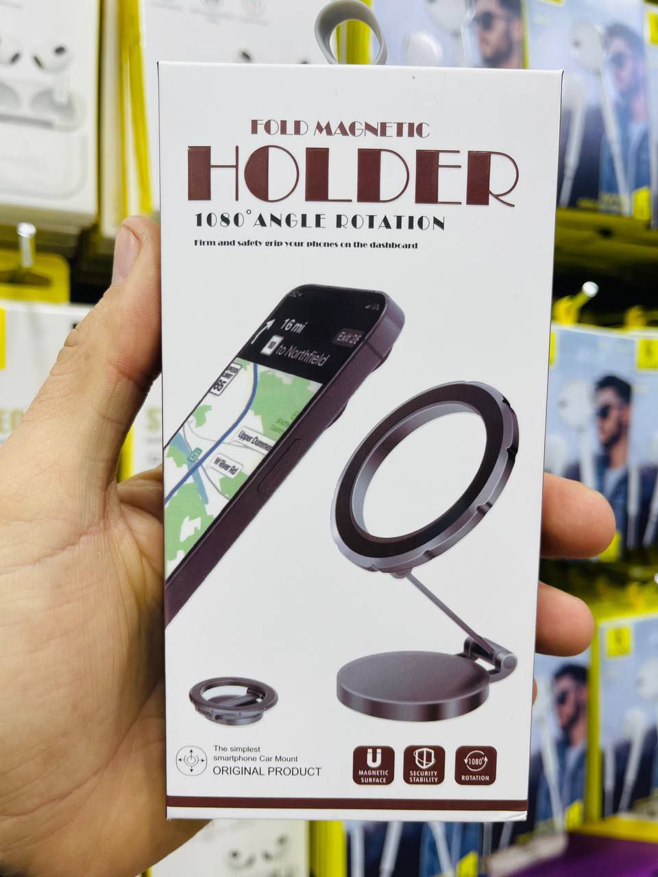 حامل موبايل مغناطيسي للسيارة Support mobile voiture