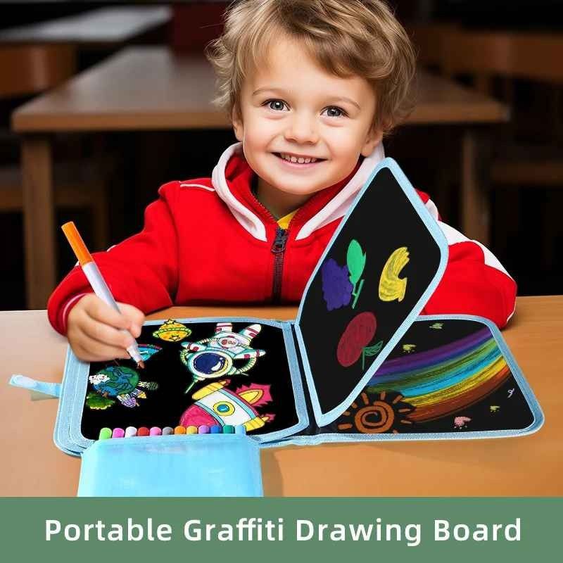 Bloc-Notes Portable Réutilisable pour Enfants avec Stylos