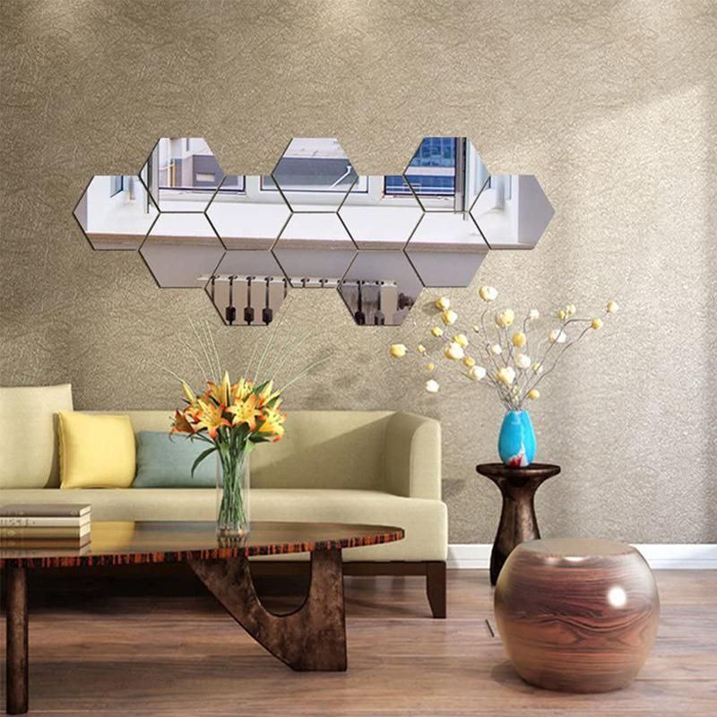 Miroirs autocollants en acrylique argenté 6PCS