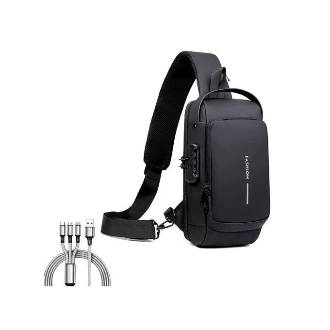 Sac à bandoulière USB antivol multifonction pour hommes حقيبة كتف متعددة الوظائف مضادة للسرقة مزودة بمنفذ USB للرجال