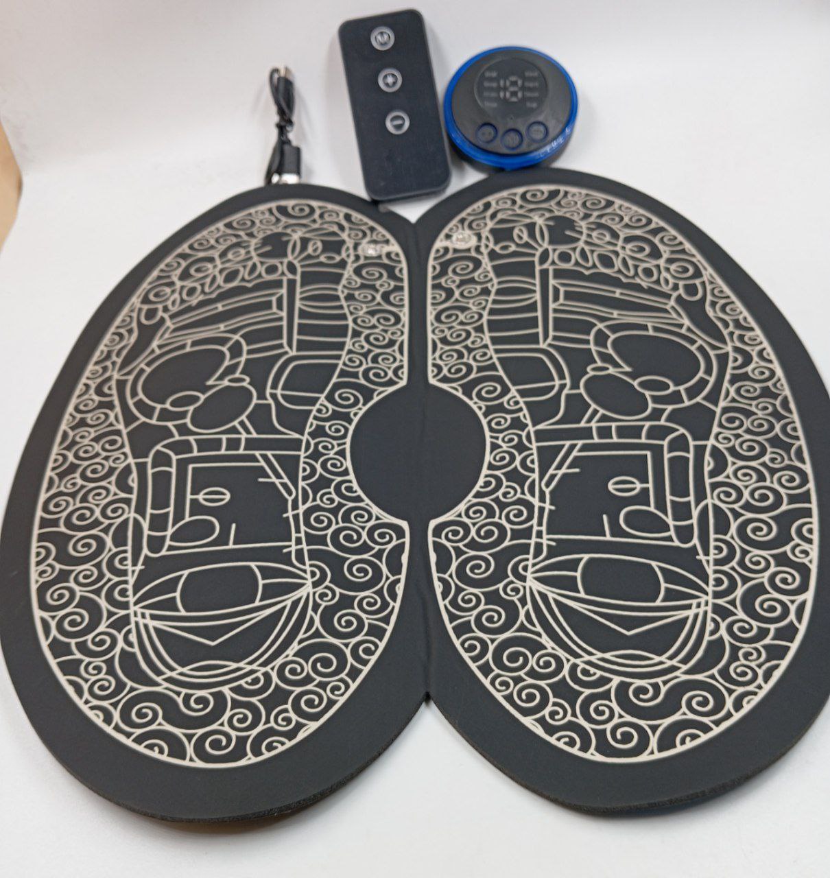 Appareil de massage des pieds EMS pliable avec 8modes et 19 fréquences réglables, avec télécommande