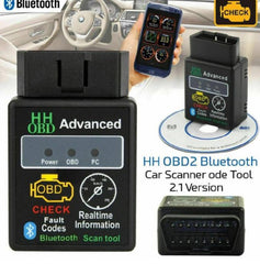 HH OBD2 Bluetooth جهاز فحص أعطال السيارات عبر الهاتف جهاز قراءة الأكواد OBD2 بتقنية البلوتوث