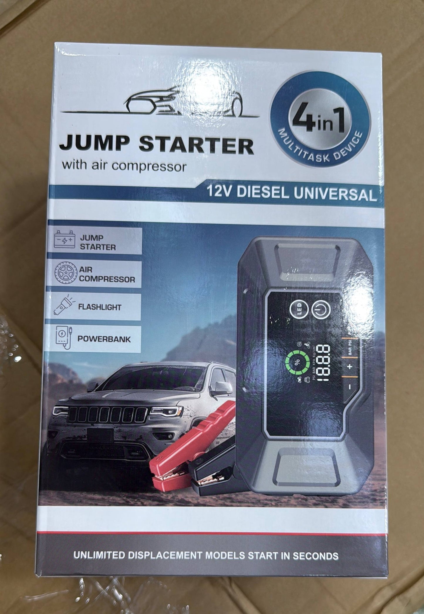 ديمارور گونفلور Car Jump Starter With Air Compressor 4 In 1 Multi Task 12V