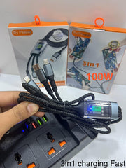 Cable Fly Phone 100W Fast charging 3IN1