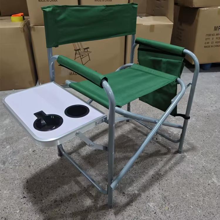 Chaise De Jardin Pliable Bleu Et Métal Gris Acini كرسي مخرج خارجي مع حامل للكوب وجيب جانبي للظهر