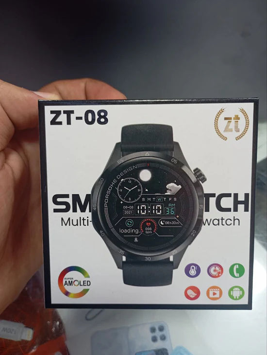 ساعة ZTfit ZT-08 الذكية باللون الفضي مع حزام من السيليكون والمعدن Montre connectée ZTfit ZT-08 argentée avec bracelet en silicone et métal
