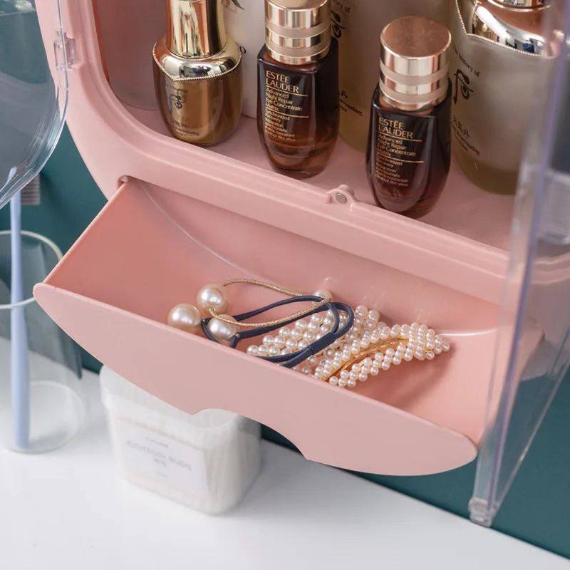 منظم مستحضرات التجميل للحمام، صندوق تخزين المكياج Organisateur de cosmétiques pour salle de bain, boîte de rangement de maquillage murale