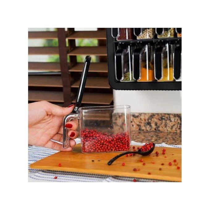 Etagère à épices, رف توابل، منظم توابل لـ 12 برطمانًا، وحدة تخزين مثبتة على الحائط، لاصق قوي