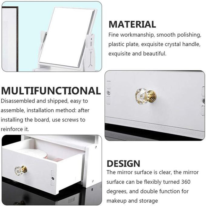 Miroir de maquillage de bureau avec tiroirs مرآة مستحضرات تجميل مرآة مكياج سطح المكتب
