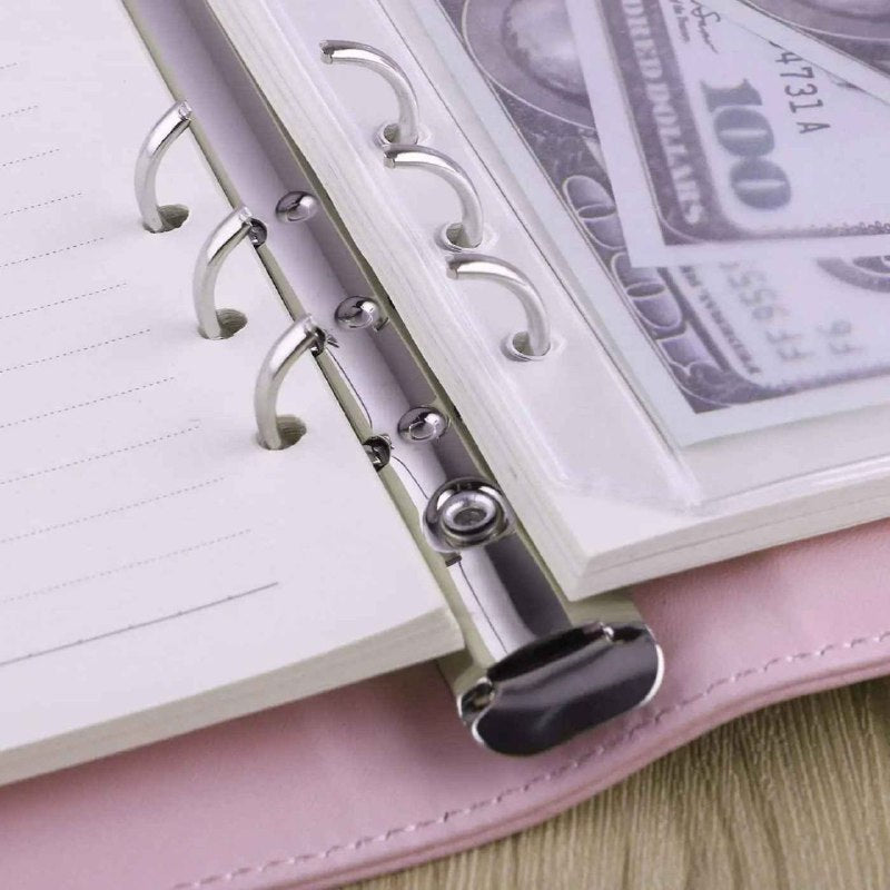 Classeur A5 en cuir PU à 6 anneaux Portefeuille