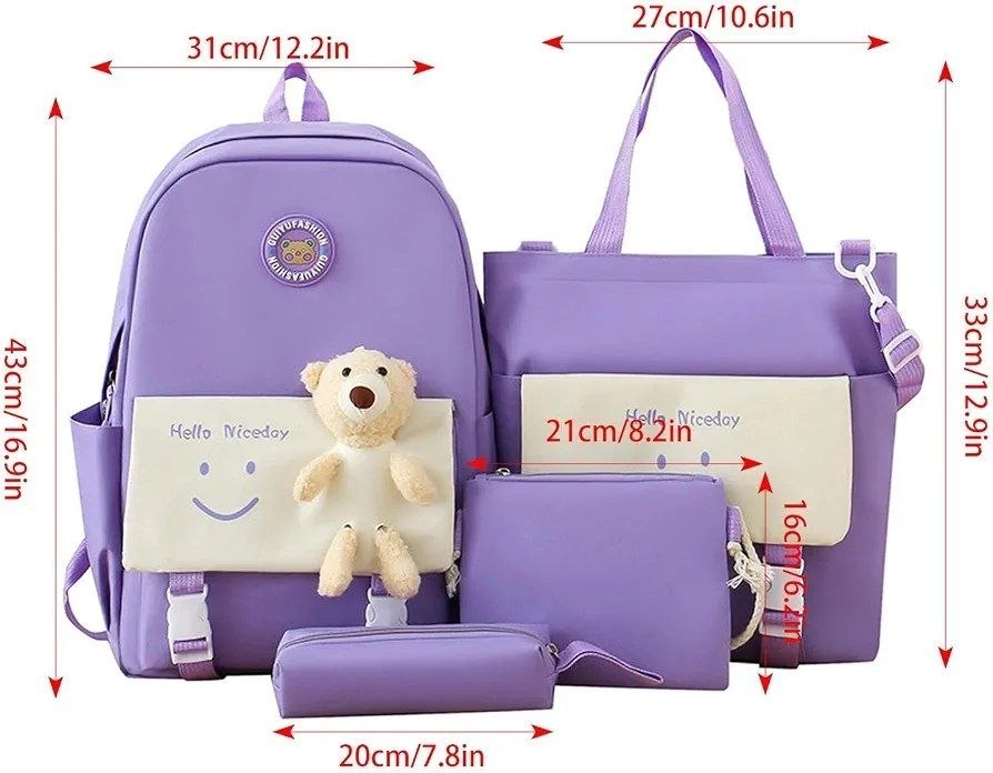حقيبة ظهر مدرسية من 4 قطع Sac à dos scolaire 4 pièces