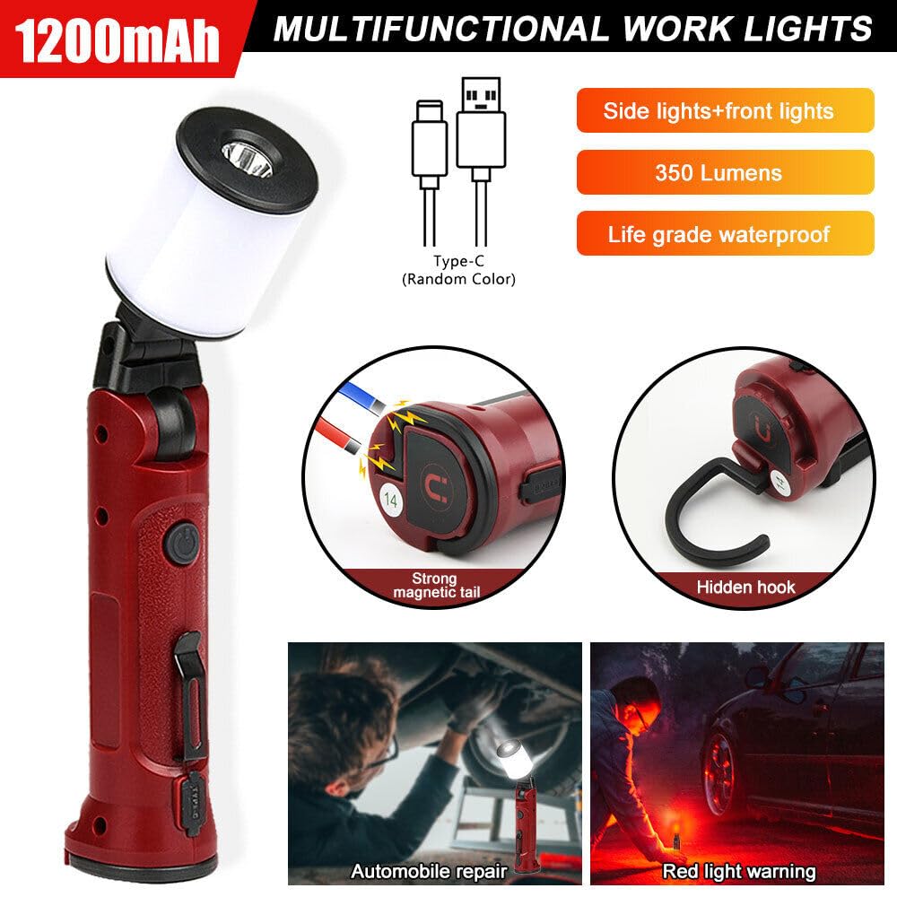 مصباح عمل LED محمول Lampe de travail aste COB avec crochet, lampe de poche