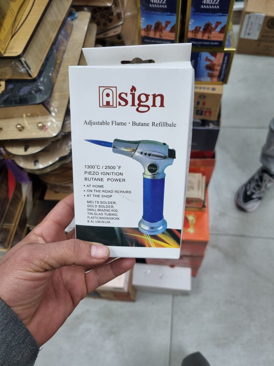 مصباح يدوي قابل لتعديل اللهب قابل لإعادة التعبئة بغاز البوتان