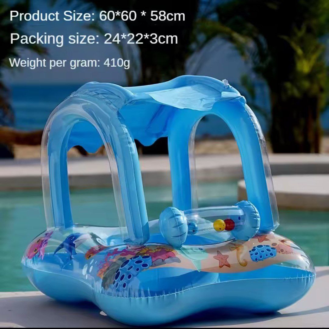 عوامة نجاة قابلة للنفخ للسباحة مع مظلة للطفل Bouée De Sauvetage Flotteur De Natation Pour Bébé Gonflable Avec Pare Soleil