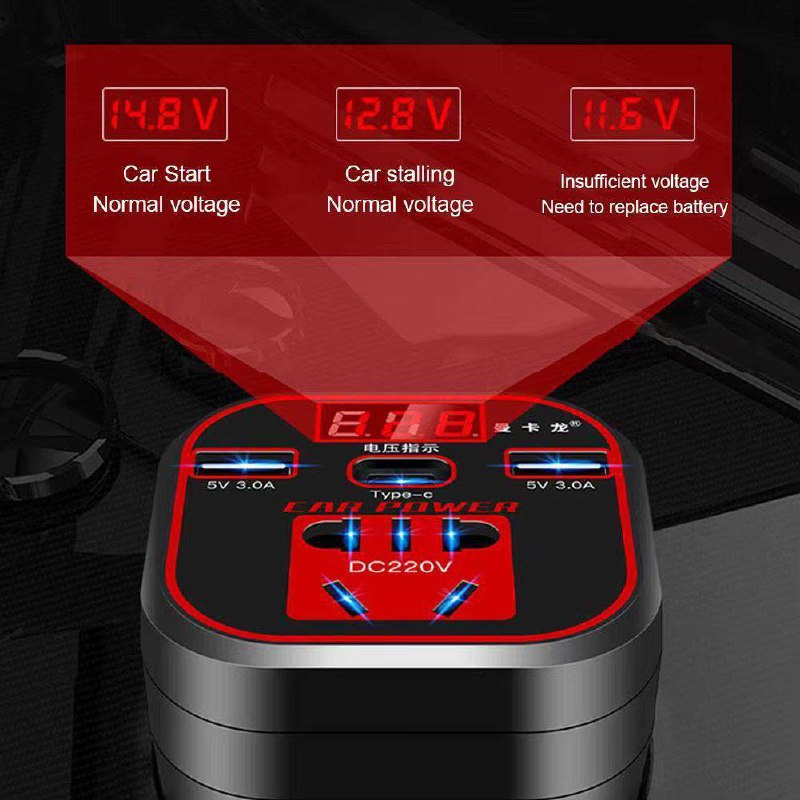 Convertisseur onduleur de voiture 200W Adaptateur 12/24 V vers prise de courant 220 V Chargeur rapide