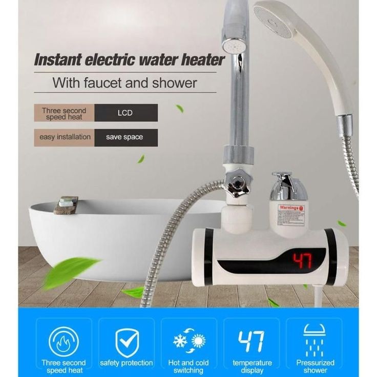 سخان مياه فوري مع مجموعة دش 3000W Chauffe-eau instantané avec ensemble de douche