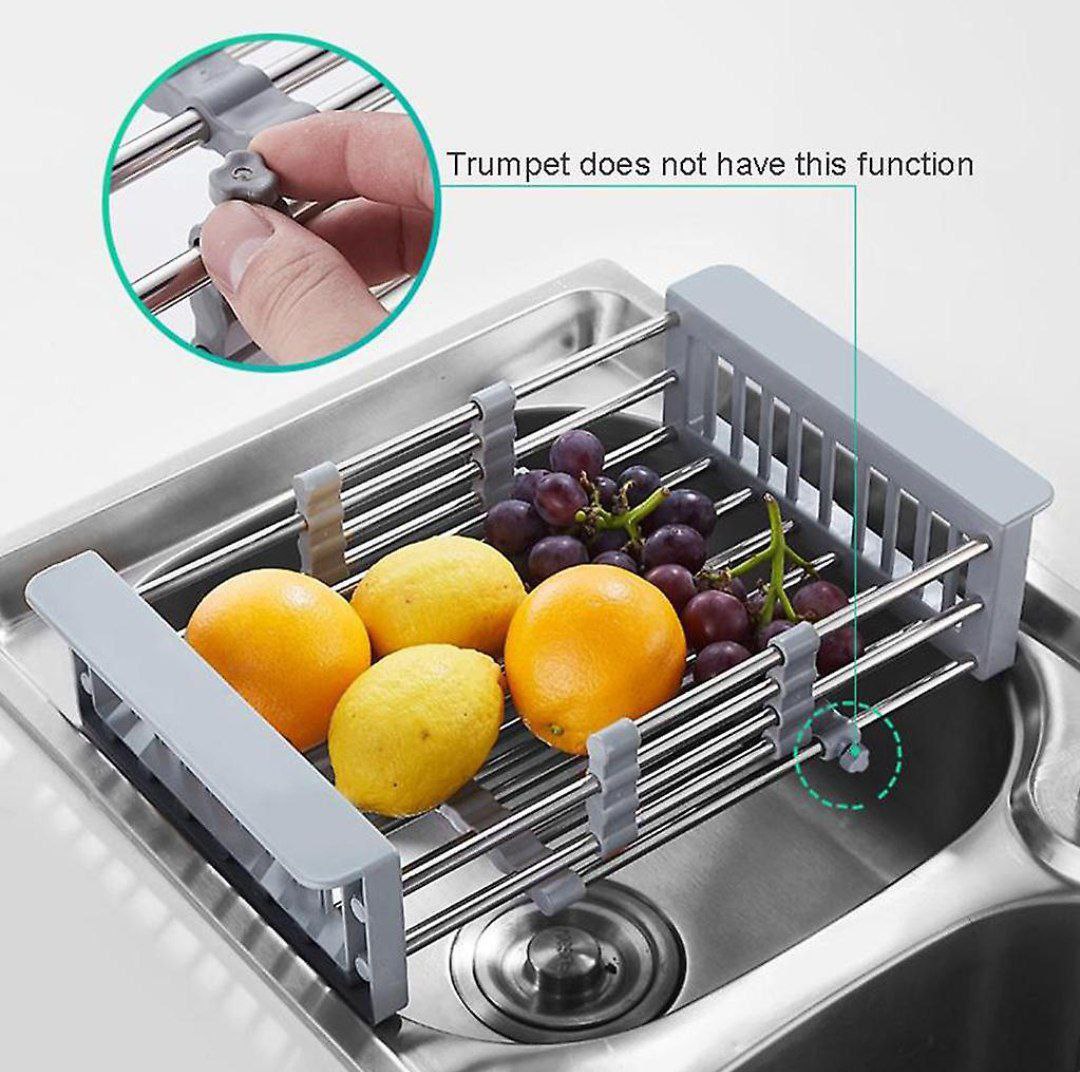 Égouttoir à vaisselle rétractable inoxydable مصفاة أطباق قابلة للتعديل والسحب مصنوعة من الفولاذ المقاوم للصدأ مع رفوف تجفيف للحوض