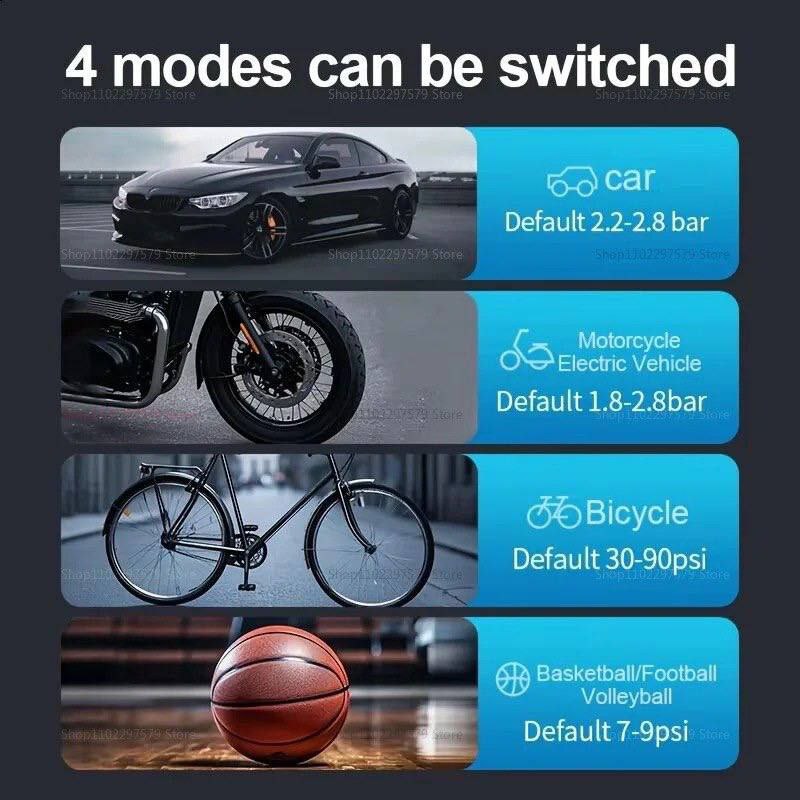 ضاغط هواء محمول قابل للشحن لإطارات السيارة 12V، 150