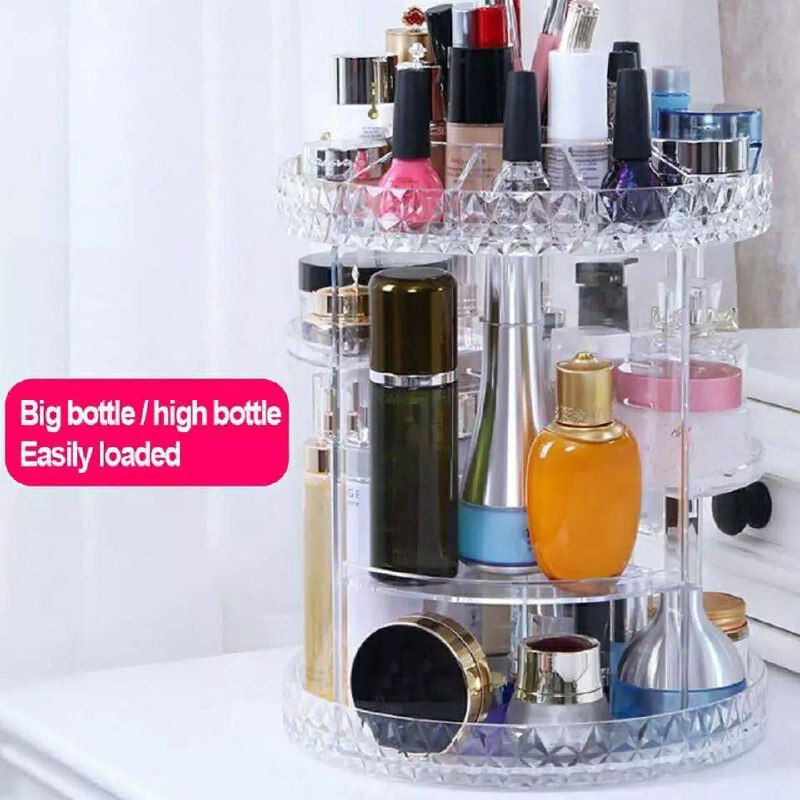 منظم المكياج القابل للدوران 360 درجة الحجم الكبير Rotating Makeup Organizer Box
