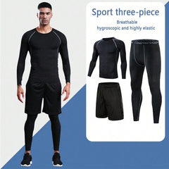 3pcs Combinaison de sport à compression pour homme