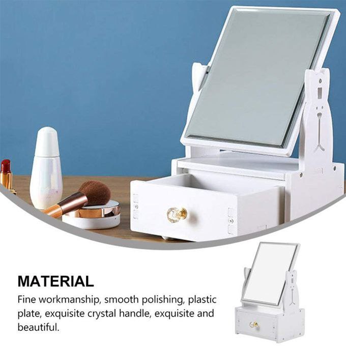 Miroir de maquillage de bureau avec tiroirs مرآة مستحضرات تجميل مرآة مكياج سطح المكتب
