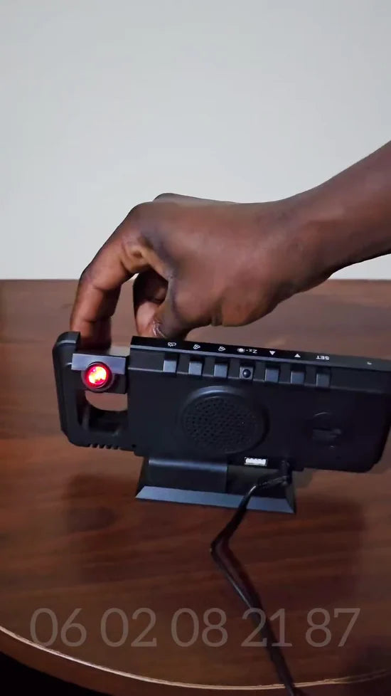 ساعة ذكية رقمية LED، منبه رقمي، ساعة إلكترونية للمكتب، شحن USB Horloge LED à projection numérique intelligente, réveil numérique