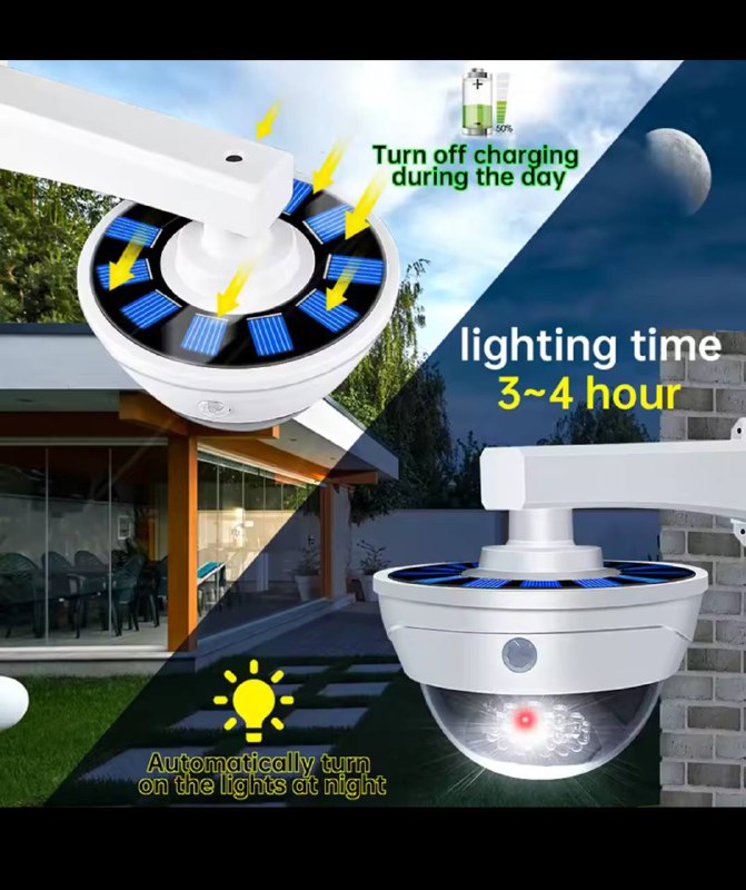 Faux caméra de surveillance solaire avec des capacités de rotation multiples