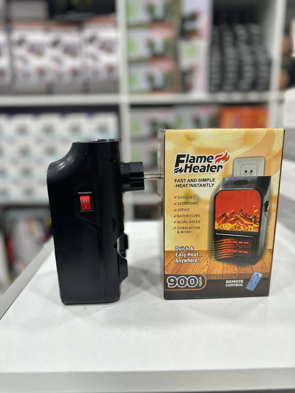 سخان شوفاج مدفأة كهربائية صغيرة بتأثير اللهب مع جهاز تحكم عن بعد Mini Chauffage Effet Flamme avec Télécommande, 900W