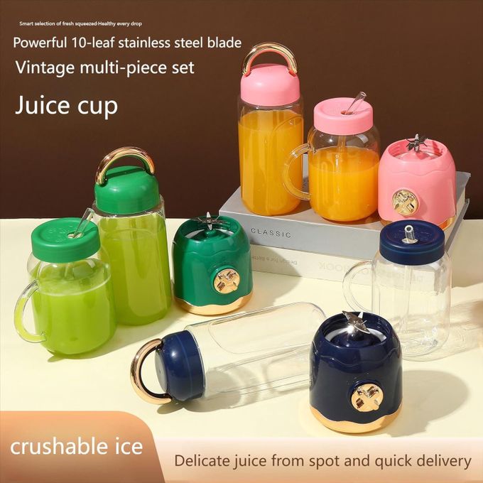 طقم خلاط كهربائي محمول بتصميم كلاسيكي مع أوعية زجاجية RETRO JUICER PORTABLE BLENDER Retro juicer Kit de mixeur électrique rétro portable avec bocaux en verre
