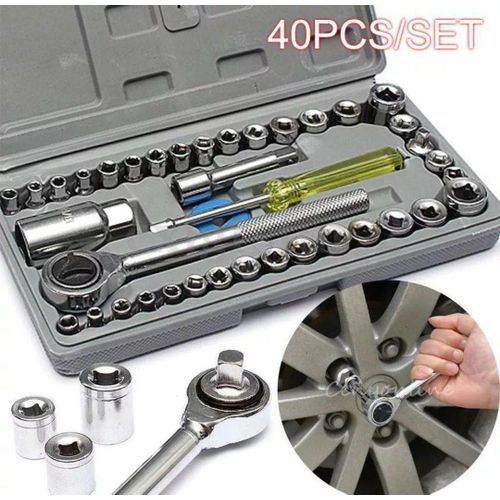Boite D'outils 40 Pièces Ensemble de Clés à Douille Combinées Clés à cliquet