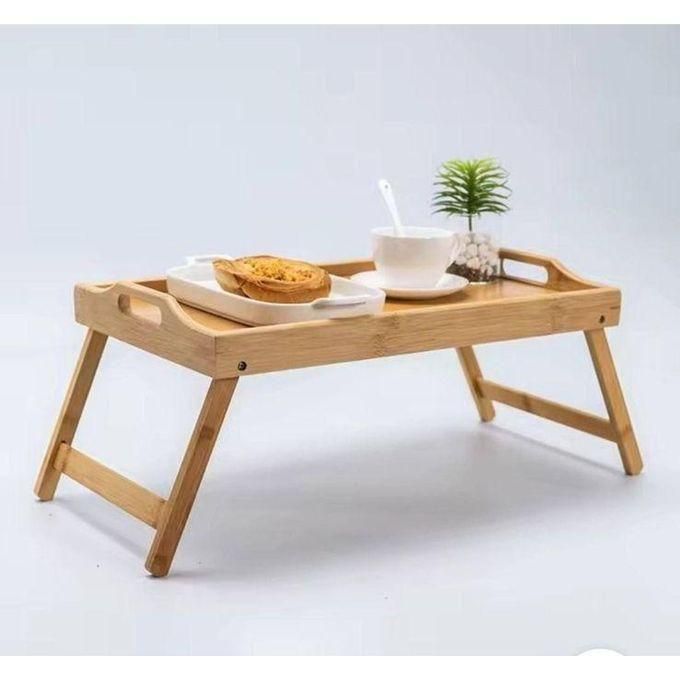 طاولة سرير كبيرة من الخيزران مع أرجل قابلة للطي ومقابض خشبية Grande table de lit en bambou avec pieds pliants et poignées en bois