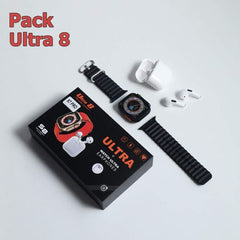 Smart Watch Pack Ultra 8 Montre Intelligente et Écouteurs Sans Fil Bluetooth