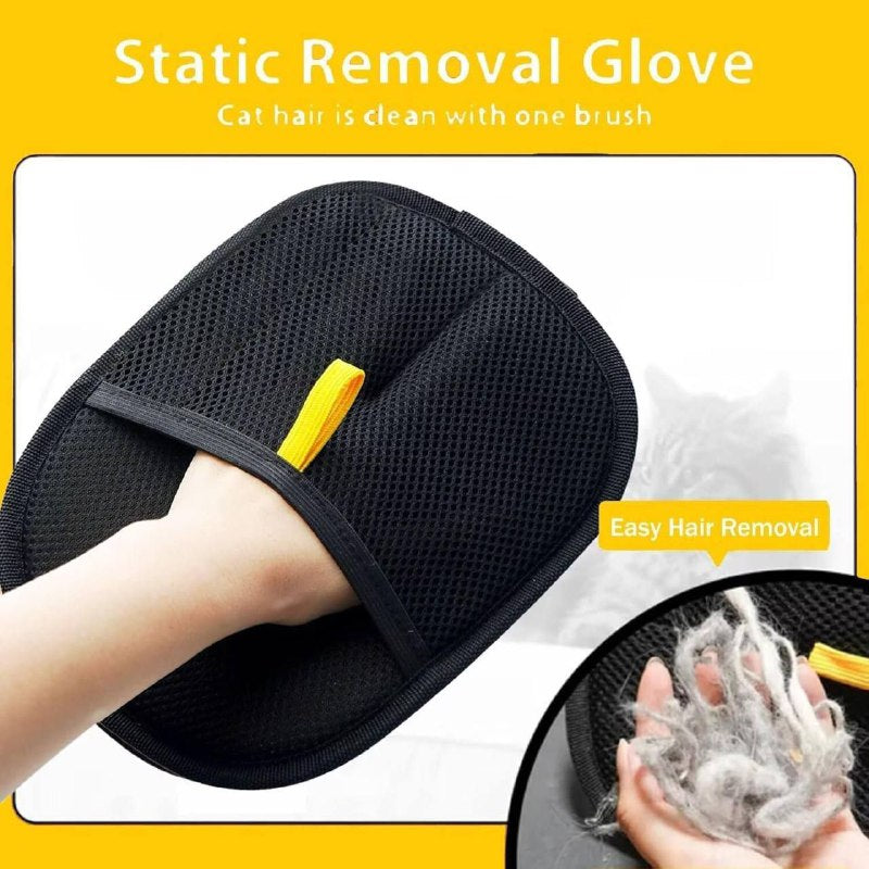 STATIC REMOVAL GLOVE قفازات إزالة الوبر قابلة للغسل لإزالة شعر الحيوانات الأليفة Gants anti-peluches lavables pour enlever les poils d'animaux et les vêtements