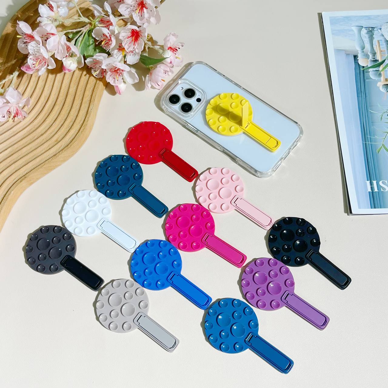 Supports de téléphone à ventouse en silicone, conçus pour fixer les smartphones à des surfaces lisses
