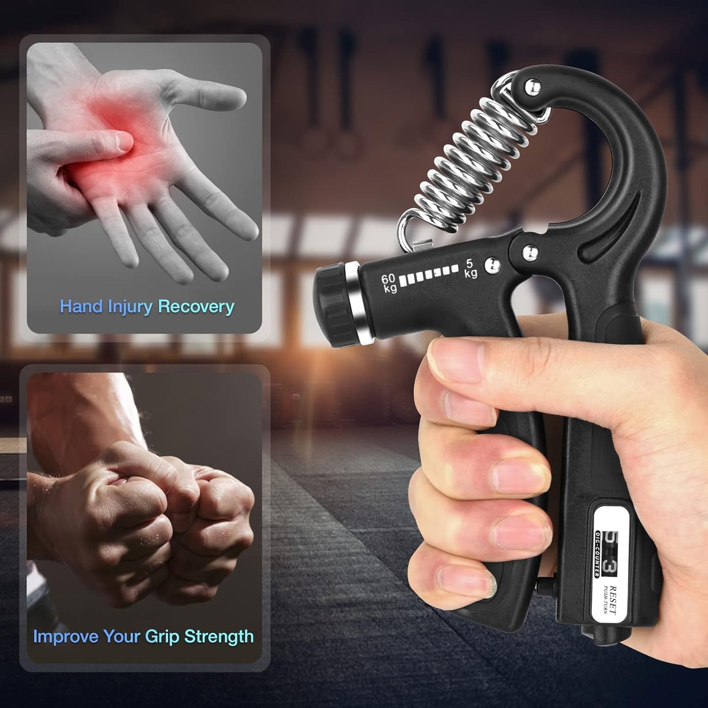 مقبض يد، قطعتان، مقبض يد لتدريب الأثقال مع عداد أوزان 2 Pièces Hand Grip Musculation avec Comptage